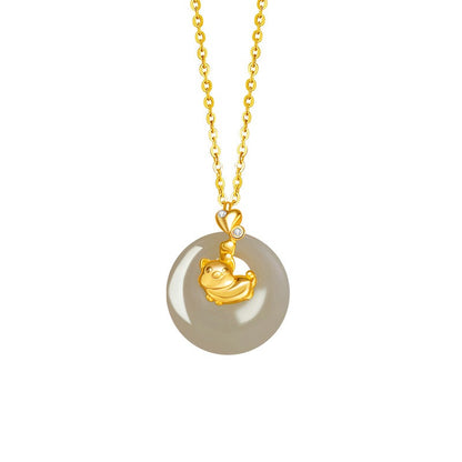 Fire Goat 2027 Jade Peace Buckle Necklace