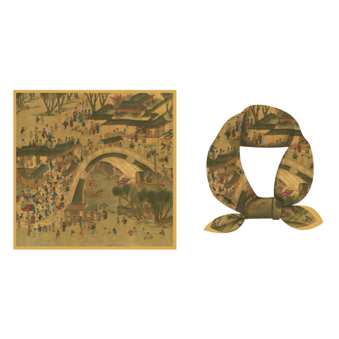 "Along the River During the Qingming Festival" Heritage Artwork Silk Scarf