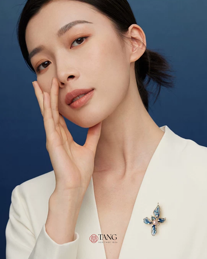 Azure Iris Brooch