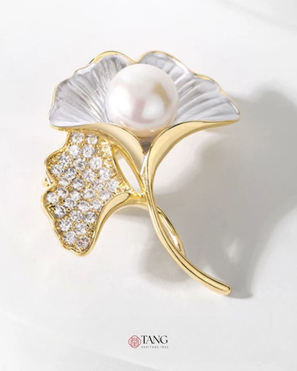 Golden Ginkgo Brooch