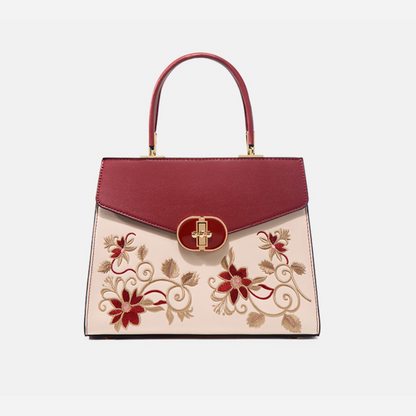 Tang Red 27 Embroidered Floral Tote