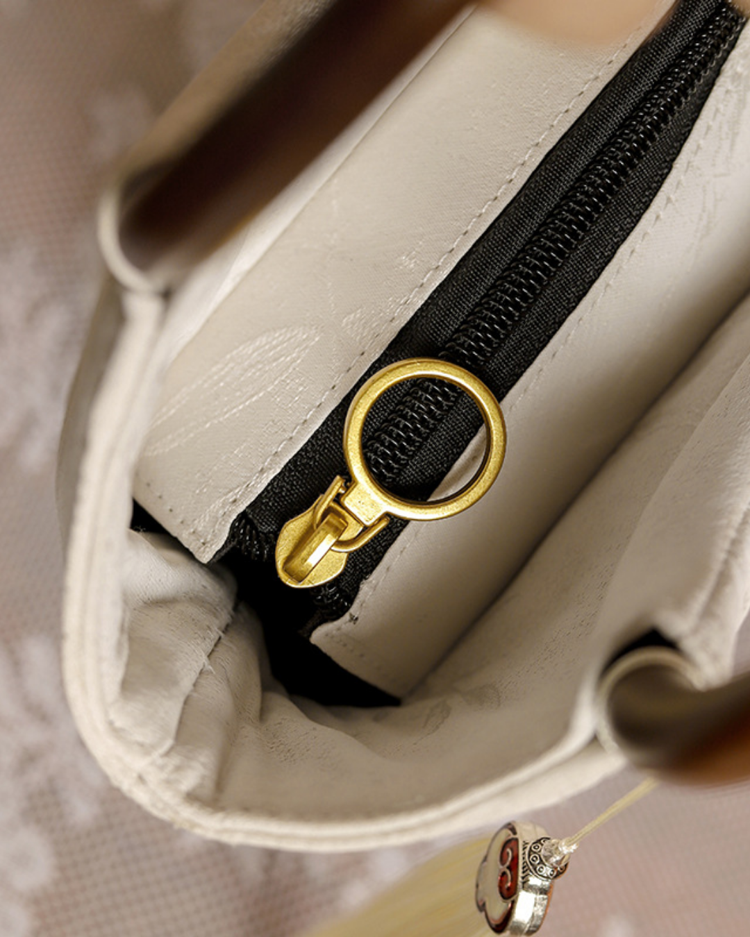 Tang Bloom Magnolia Bamboo-Handle Bag