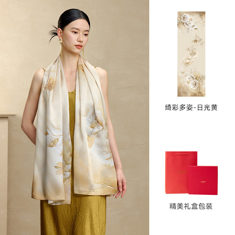 Blossom Array Printed Mulberry Silk Scarf