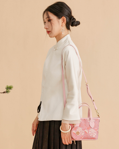 Tang Red 27 Pink Song Brocade Bucket Bag