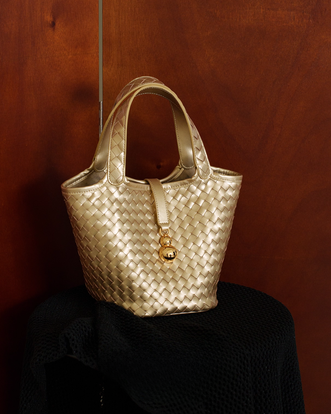 Tang Gold 25 Woven Bucket Bag