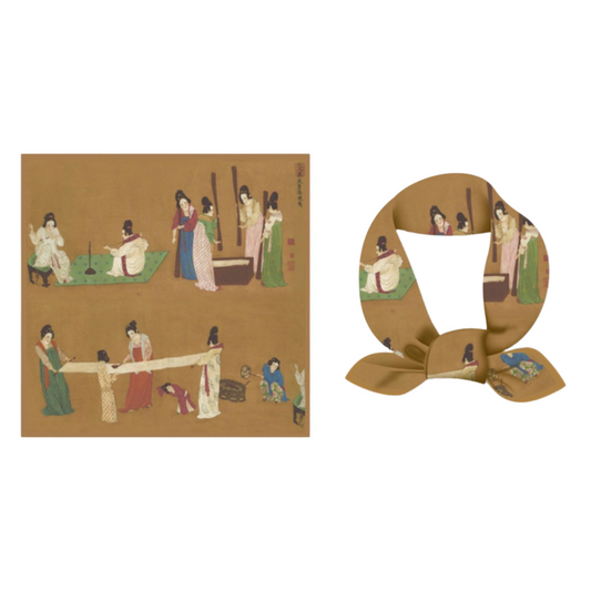 "Preparing Silk" Heritage Artwork Silk Scarf