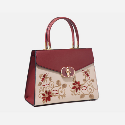 Tang Red 27 Embroidered Floral Tote