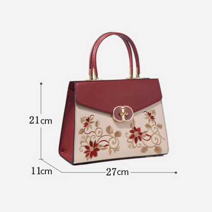 Tang Red 27 Embroidered Floral Tote