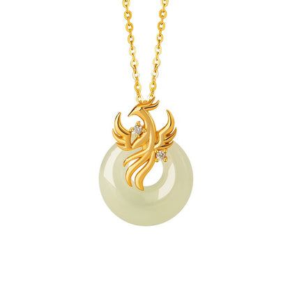 Sovereign Dragon & Phoenix Hetian Jade Necklace
