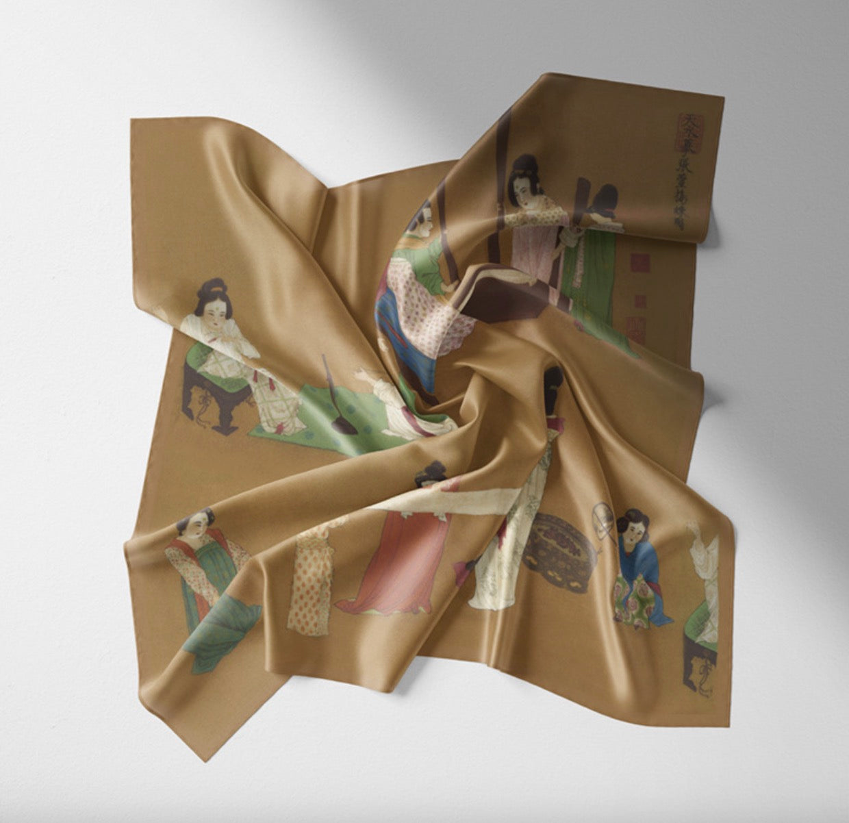 "Preparing Silk" Heritage Artwork Silk Scarf