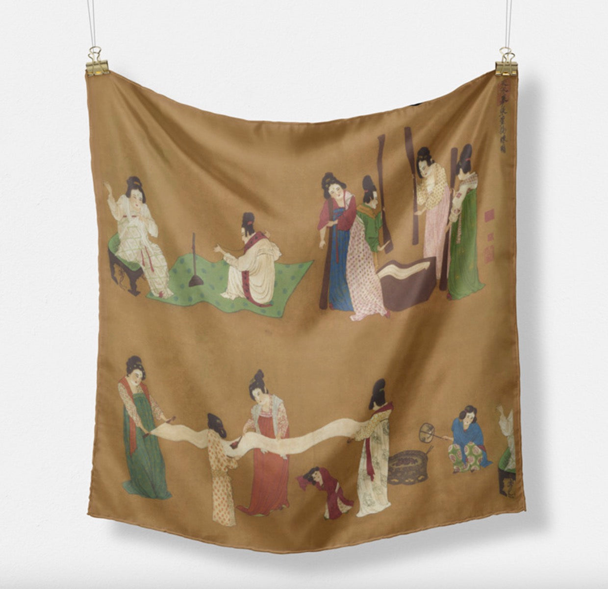 "Preparing Silk" Heritage Artwork Silk Scarf