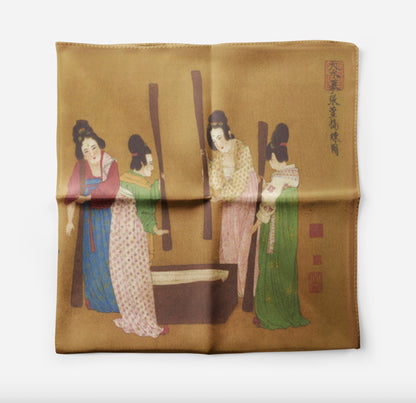 "Preparing Silk" Heritage Artwork Silk Scarf