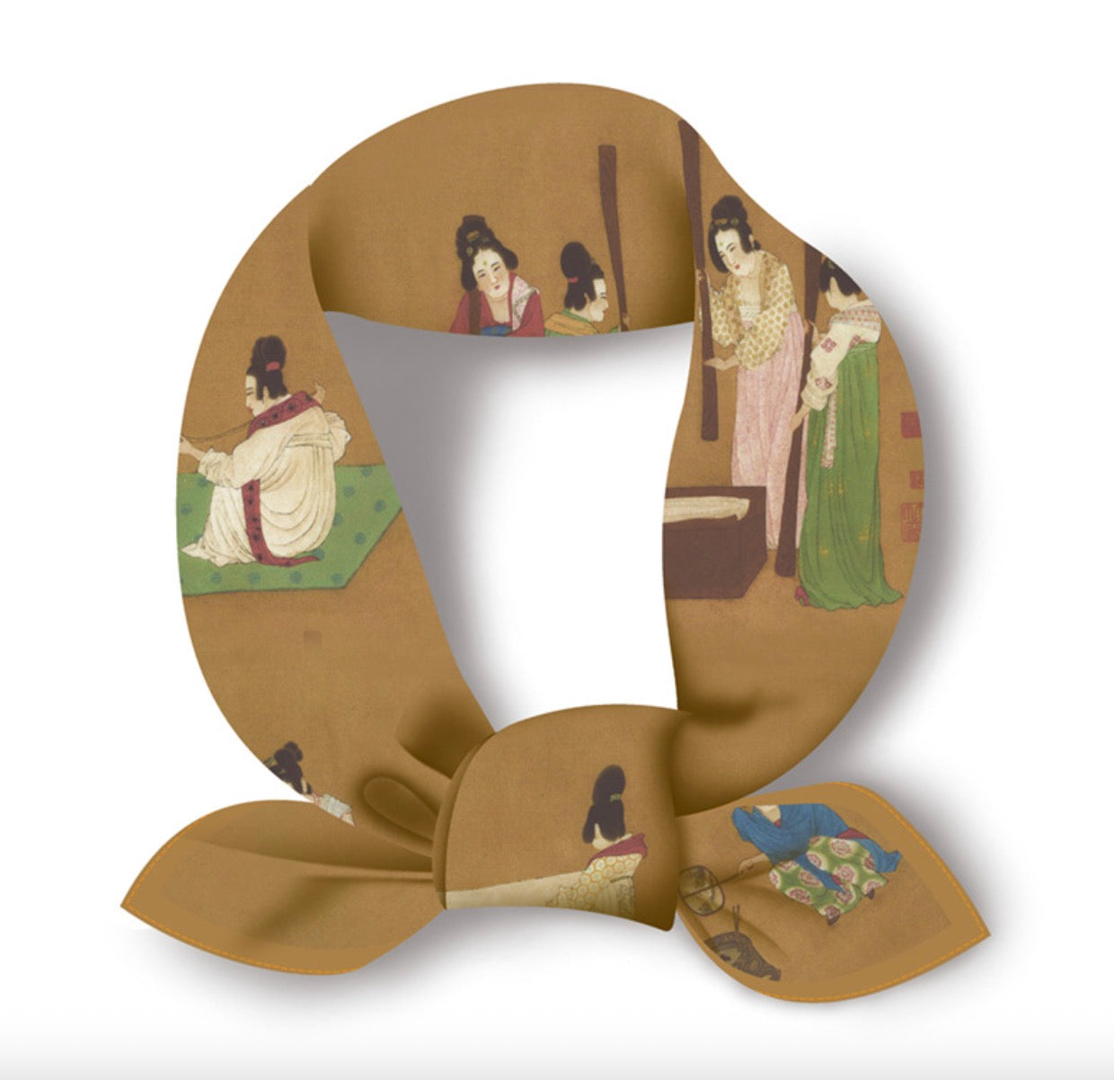 "Preparing Silk" Heritage Artwork Silk Scarf