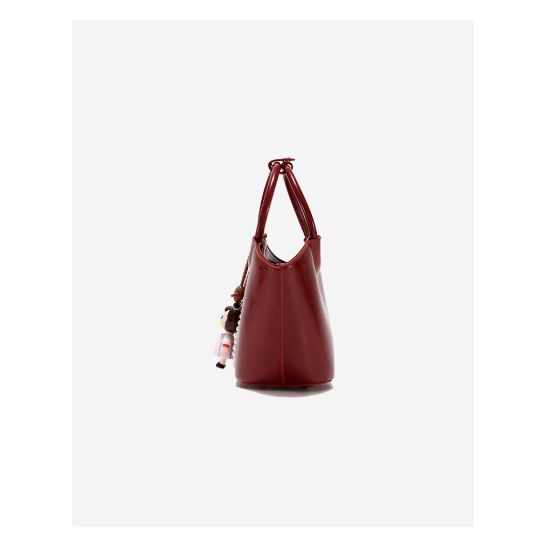 Tang Red 25 Glazed Scarlet Bucket Bag