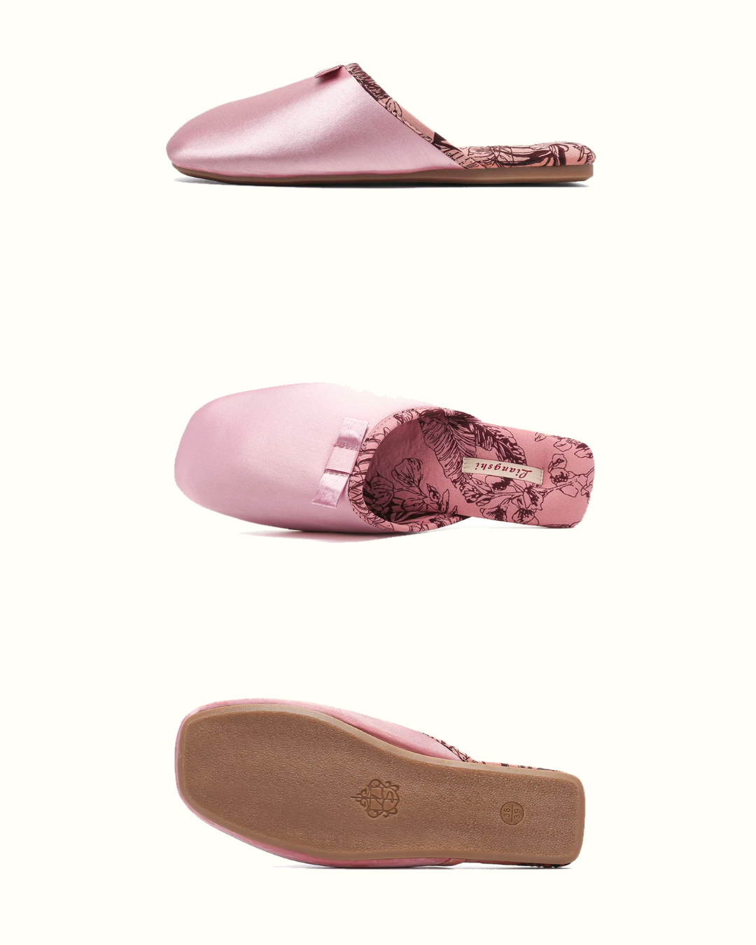 Peony Garden Satin Women Silk Indoor Slippers