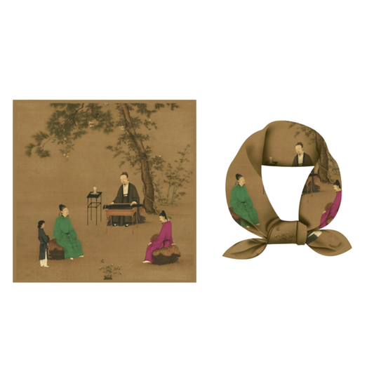 "Listening to the Qin" Heritage Artwork Silk Scarf
