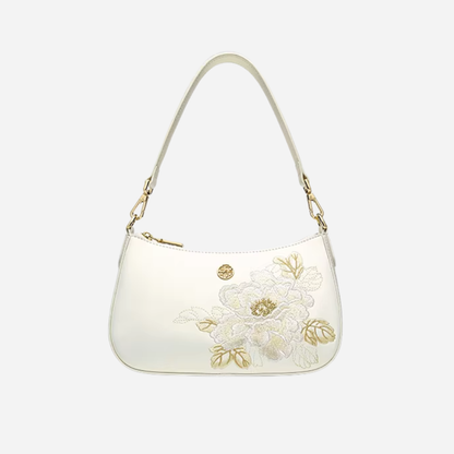 Tang Red 24 Embroidered Peony Shoulder Bag