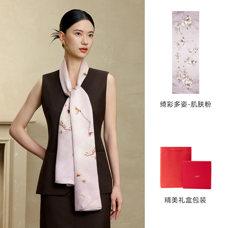 Blossom Array Printed Mulberry Silk Scarf