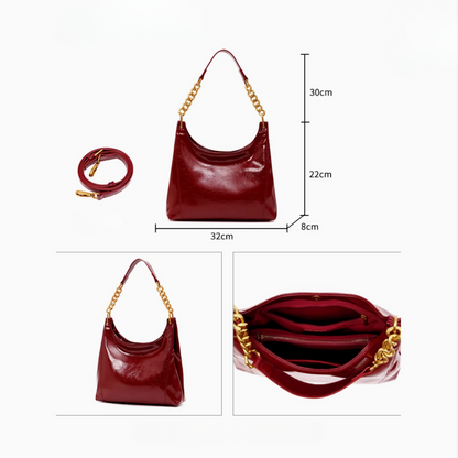 Tang Red 29 Glazed Scarlet Hobo Bag