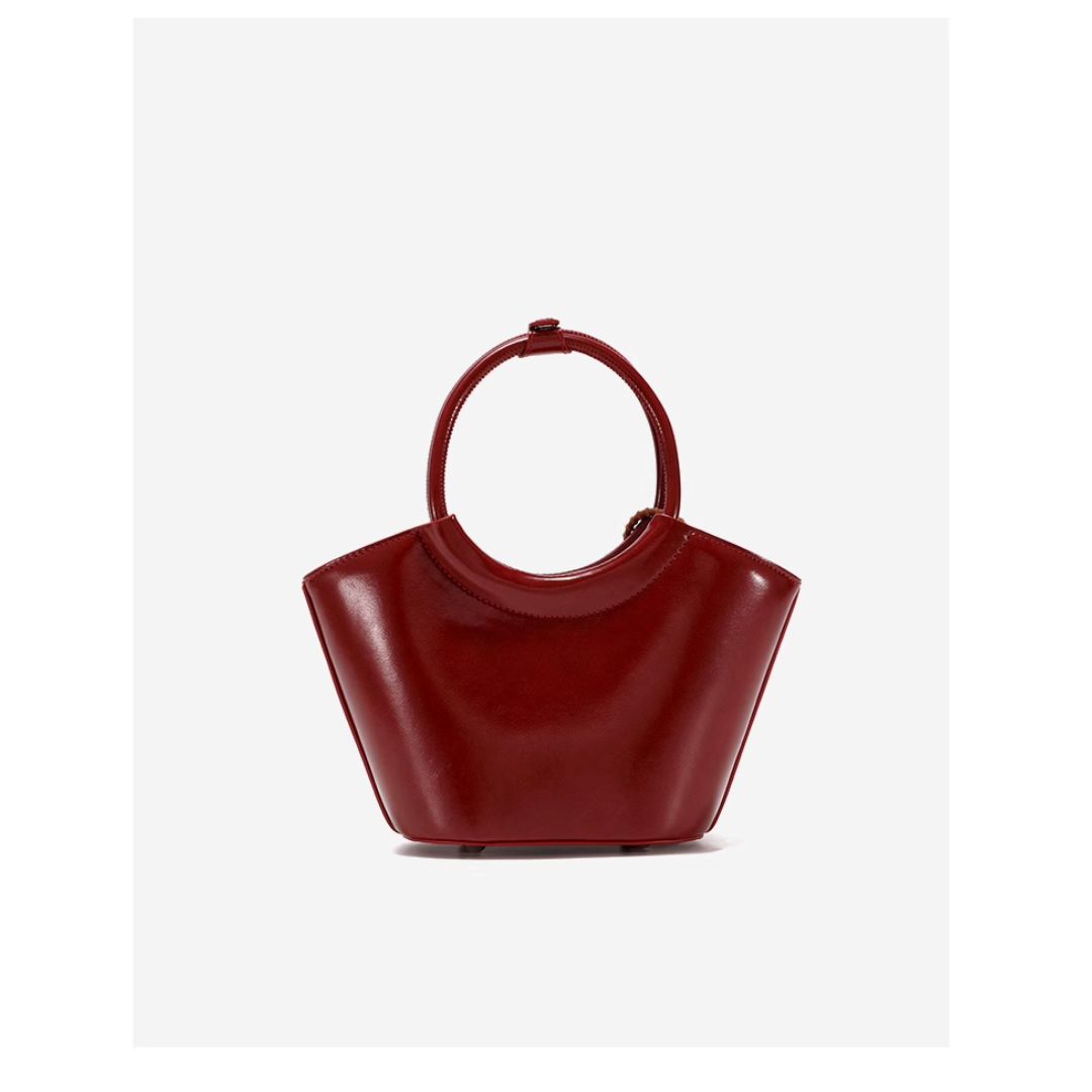 Tang Red 25 Glazed Scarlet Bucket Bag