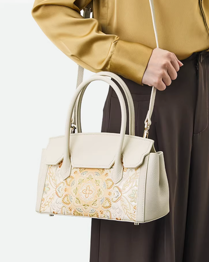 Tang Red 25 Embroidered Treasure Floral Short Tote