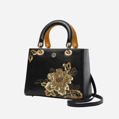 Tang Red 25 Embroidered Queen Peony Tote