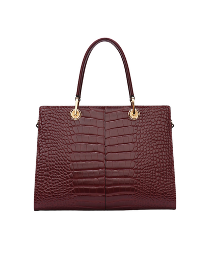 Tang Red 30 Crocodile-Embossed Brocade Tote
