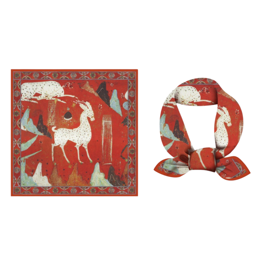 "The Nine-Colored Deer" Heritage Artwork Silk Scarf