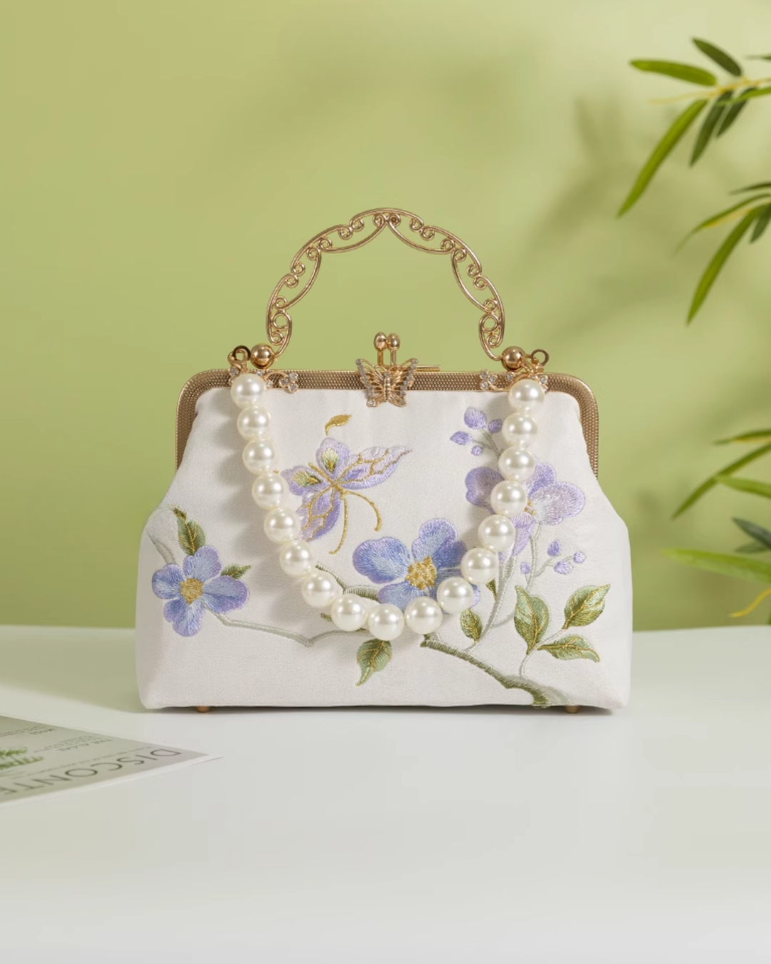 Tang Bloom Lily Bamboo-Handle Bag