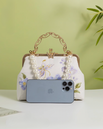 Tang Bloom Lily Bamboo-Handle Bag