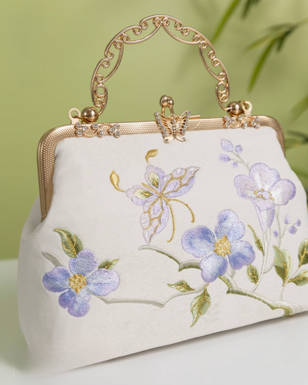Tang Bloom Lily Bamboo-Handle Bag