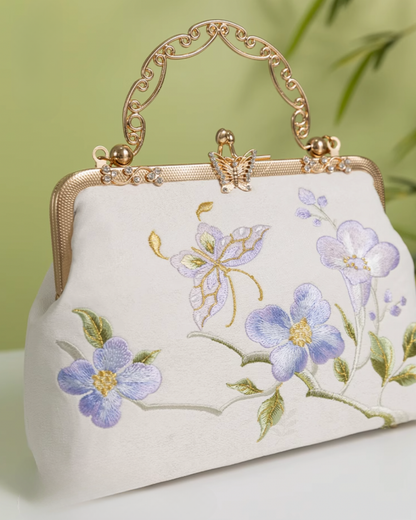 Tang Bloom Lily Bamboo-Handle Bag