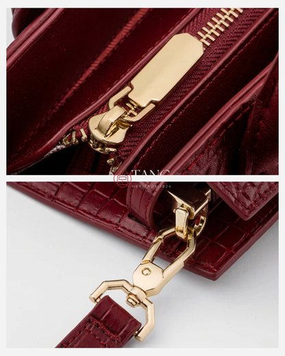 Tang Red 27 Scarlet Crocodile-Embossed Tote