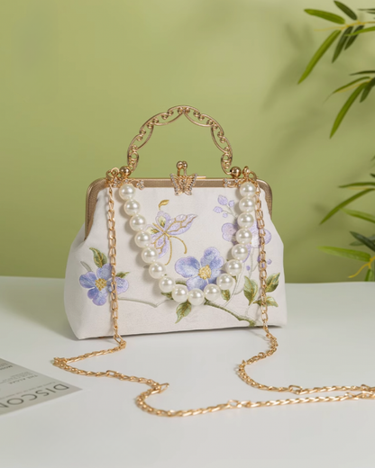 Tang Bloom Lily Bamboo-Handle Bag