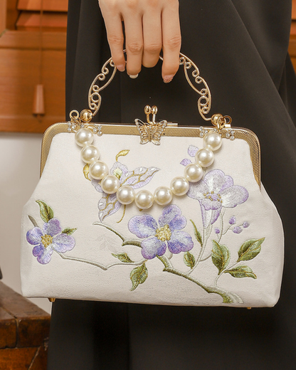 Tang Bloom Lily Bamboo-Handle Bag