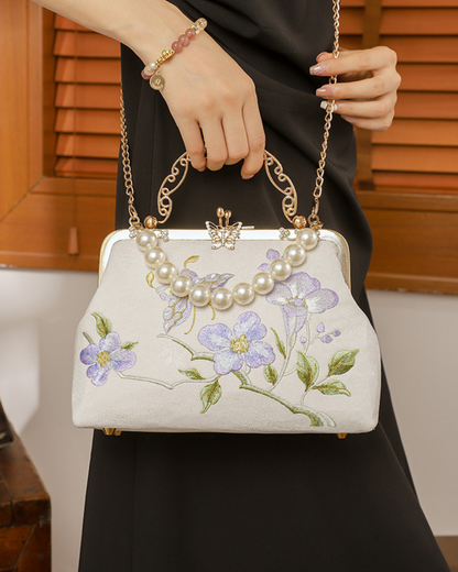 Tang Bloom Lily Bamboo-Handle Bag