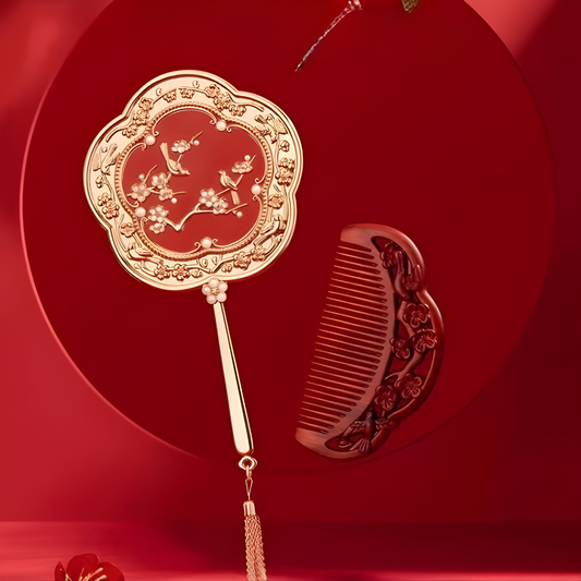 Plum Blessing Hand Mirror & Comb Set