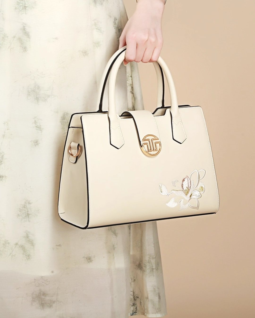 Tang Red 28 Magnolia Embroidered Tote