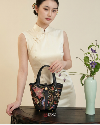Tang Red 17 Embroidered Spring Florals Brocade Bag