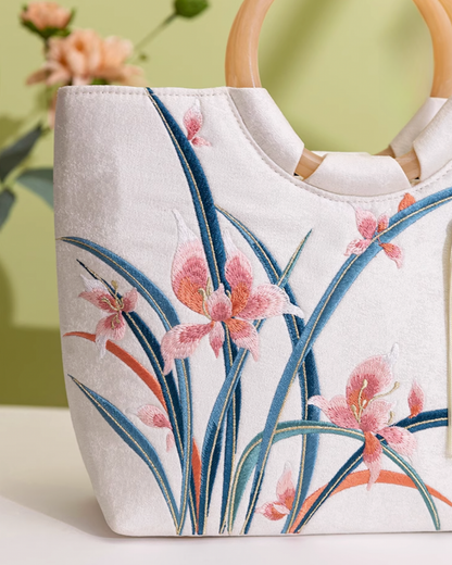 Tang Bloom Orchid Top-Handle Bag