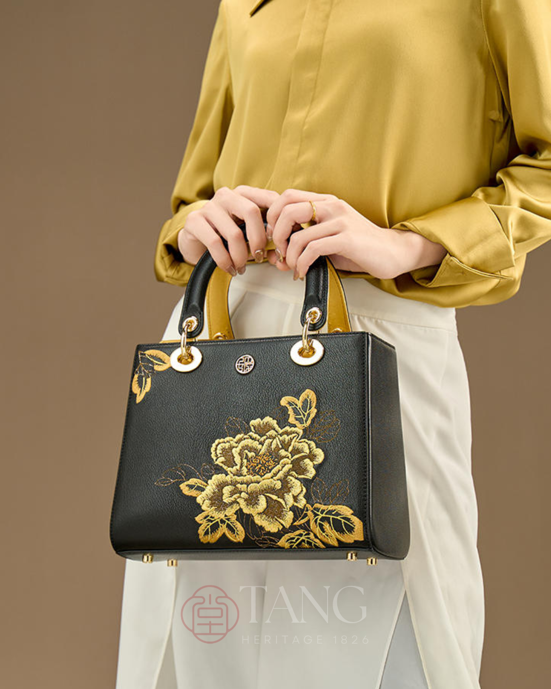 Tang Red 25 Embroidered Queen Peony Tote