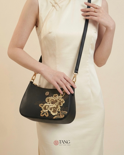 Tang Red 24 Embroidered Queen Peony Shoulder Bag