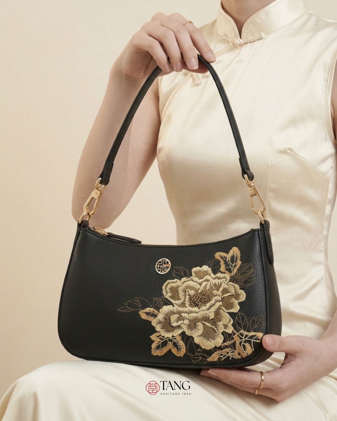 Tang Red 24 Embroidered Queen Peony Shoulder Bag