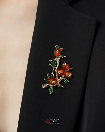 Auspicious Persimmon Brooch