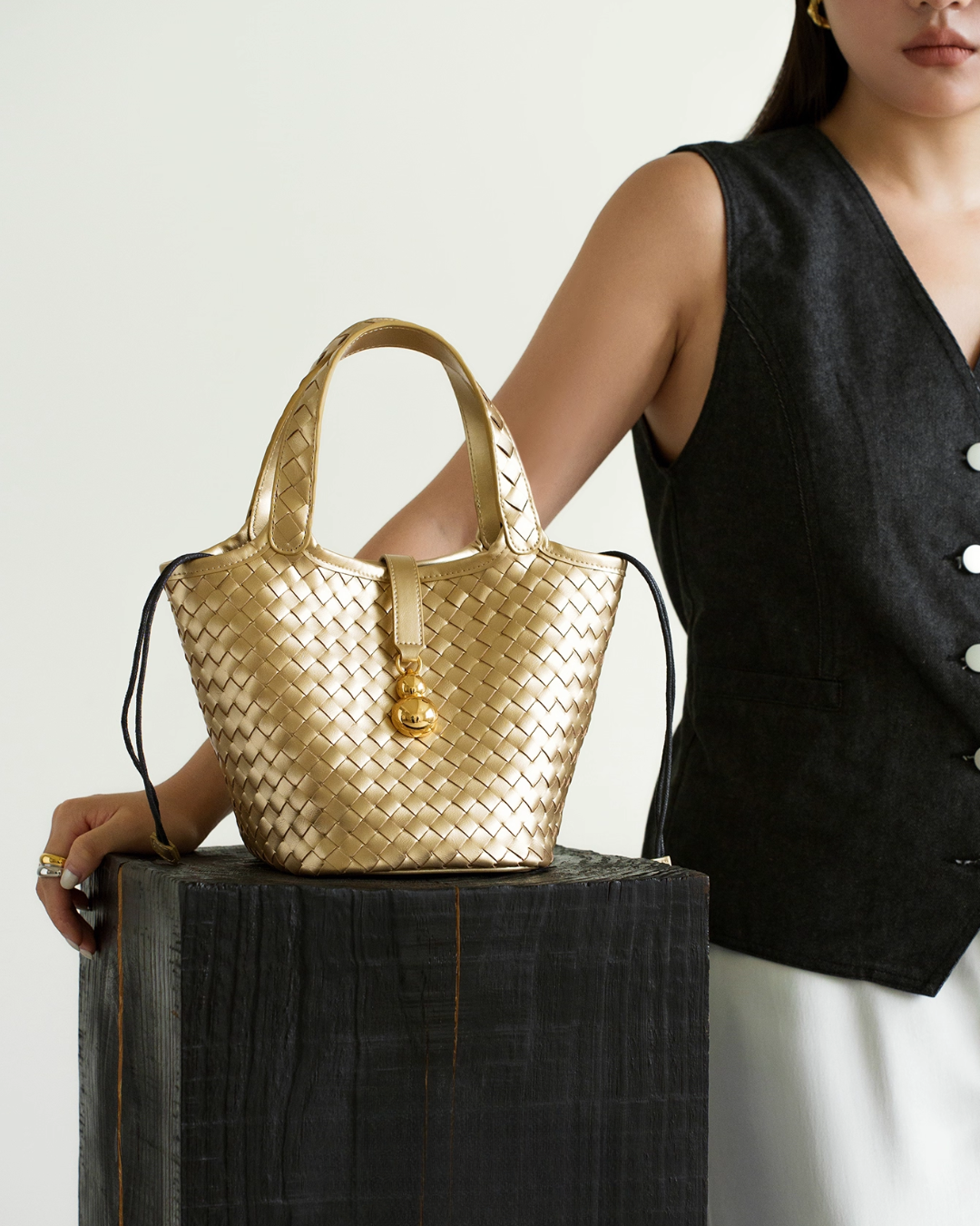 Tang Gold 25 Woven Bucket Bag