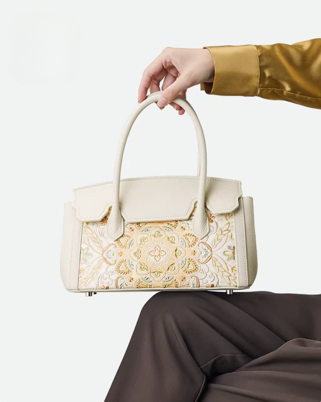 Tang Red 25 Embroidered Treasure Floral Short Tote