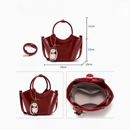 Tang Red 25 Glazed Scarlet Bucket Bag
