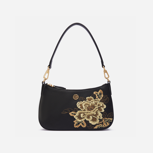Tang Red 24 Embroidered Queen Peony Shoulder Bag