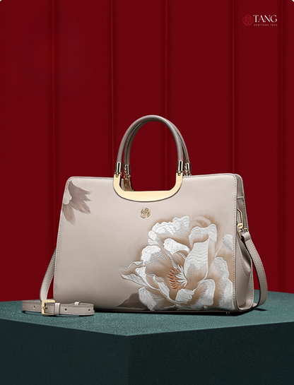 Tang Imperial 28 Embroidered Peony Bloom Tote