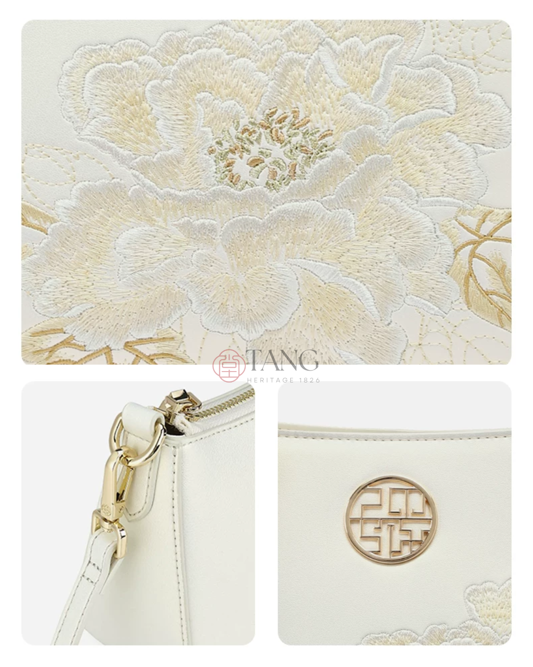 Tang Red 24 Embroidered Queen Peony Shoulder Bag